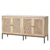 VEVOR Retro Chic Rattan Storage Cabinet with 4 Magnetic Doors  Adjustable Shelves