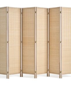VEVOR 6 Panel Bamboo Room Divider - Hand-Woven Folding Privacy Screen