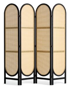 VEVOR 4 Panel Handwoven Rattan Room Divider