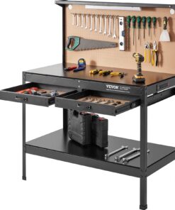 VEVOR Heavy-Duty Steel Workbench with Pegboard