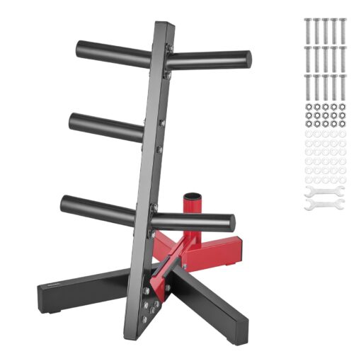 VEVOR 500 lbs 227 kg Capacity Weight Plate Tree Rack with Barbell and Kettlebell Storage for Home Gym