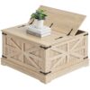 VEVOR Rectangle 2 Tier Rattan Coffee Table with Lift Top Design and Storage