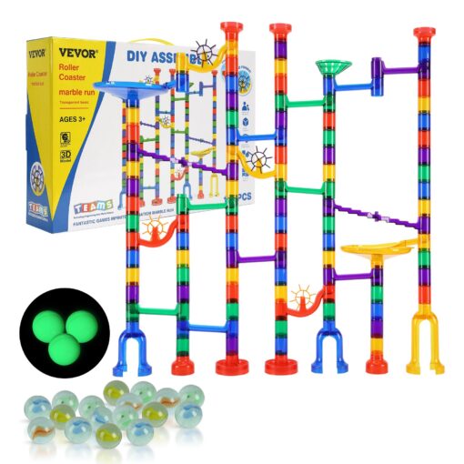 VEVOR 150 Piece Marble Run Set with Glow in the Dark Marbles