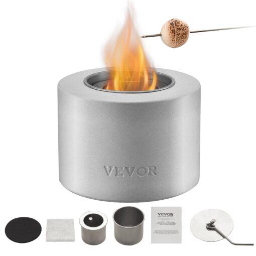 VEVOR Compact Concrete Tabletop Fire Pit Bowl Portable Indoor Outdoor Bioethanol Fireplace