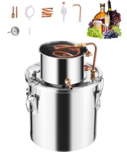 VEVOR 18.9L (5 Gal) Stainless Steel Moonshine Still Distiller Kit with Copper Coil for Alcohol Brewing