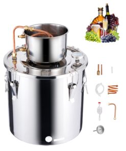 VEVOR 30L (8 Gal) Stainless Steel Moonshine Still Alcohol Distiller Kit with Copper Coil for Home Brewing