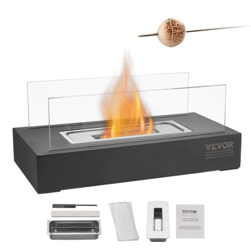 VEVOR Tabletop Ethanol Fire Pit 35 cm 1378 in Compact Metal Indoor Outdoor Fireplace with Glass