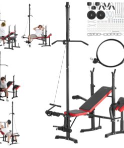 VEVOR Multi-Function Adjustable Weight Bench with Squat Rack and Pull-Up Handles for Home Gym