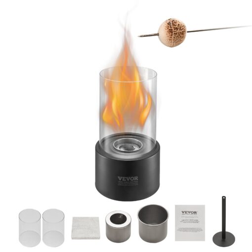VEVOR Tabletop Ethanol Fire Pit 16 cm 63 in Compact Metal Fireplace with Glass for Indoor Outdoor Use