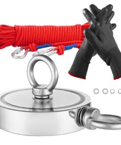 VEVOR 2000 LBS/907 Kg Double-Sided Neodymium Fishing Magnet Kit with 20 m Rope and Gloves