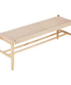 VEVOR Handwoven Rattan and Solid Wood Bench