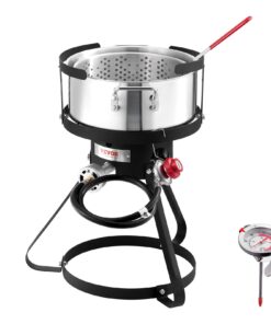 VEVOR 10 Qt / 9.35 L Aluminum Outdoor Propane Deep Fryer Kit with Basket for Fish and Chicken Wings