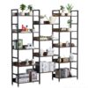 VEVOR 14 Tier Metal Bookshelf with Rustic Design