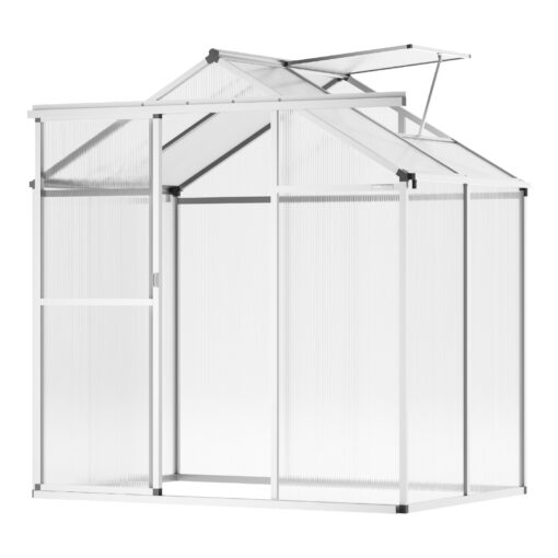 VEVOR Durable Polycarbonate Greenhouse 185 x 126 m 6 x 4 ft with Sliding Door and Roof Ventilation for Garden