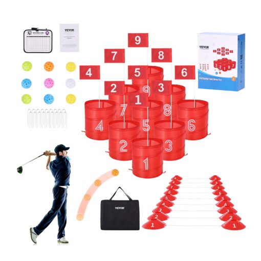 VEVOR Portable 9 Hole Backyard Golf Game Set for Kids and Adults with 70 mm 276 in Pickleballs and Accessories