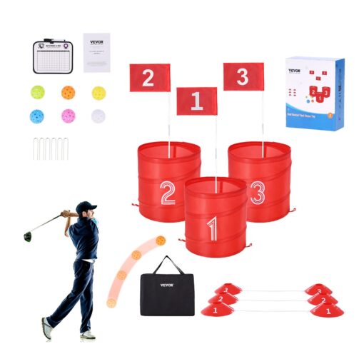 VEVOR 3 Hole Portable Backyard Golf Game Set for Kids and Adults with 70 mm 276 in Pickleballs