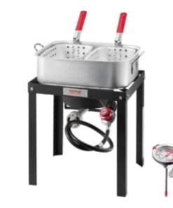 VEVOR 18 Qt / 13.27 L Large Capacity Aluminum Outdoor Propane Deep Fryer Kit with Dual Baskets and Thermometer for Fish
