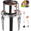 VEVOR 114L 3 Gal Nerūdijančio Plieno Moonshine vis Dar Alkoholio Distiliuotojui Rinkinys su Aušinimo Sistema