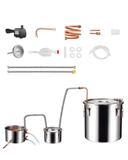 VEVOR 50L 132Gal Moonshine Still Alcohol Distiller Kit with Thumper Keg and Water Pump for Home Brewing