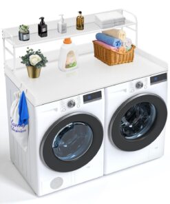 VEVOR Wooden Washer Dryer Countertop with Shelf and Hooks