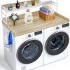 VEVOR Wooden Washer Dryer Countertop with Shelf   Oak