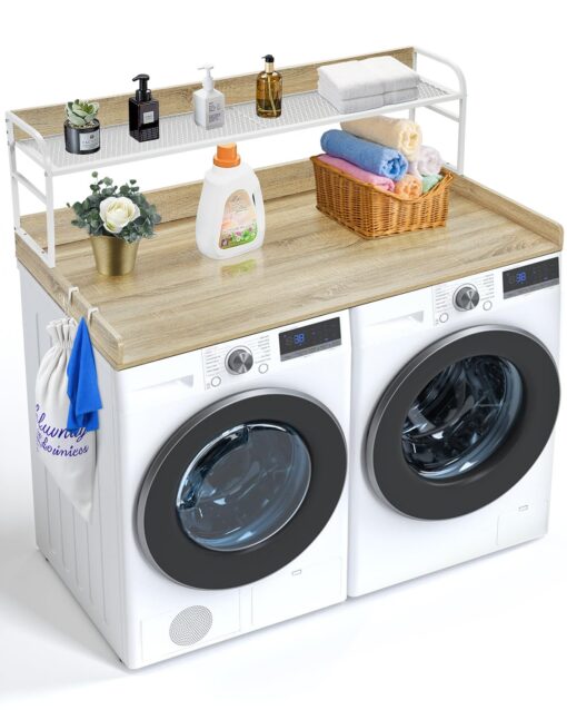 VEVOR Wooden Washer Dryer Countertop with Shelf Oak