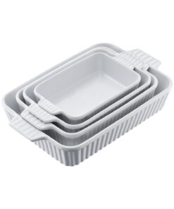 VEVOR 4-Piece Deep Rectangular Ceramic Bakeware Set - Premium Glaze