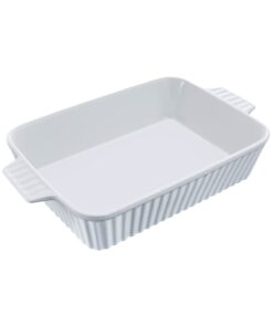 VEVOR 3.7 qt (3.5 L) Rectangular Ceramic Baking Dish with Handles - Deep Casserole Pan for Oven