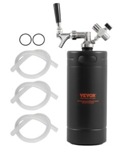 VEVOR 4L (128oz) Melns Spiediena Mini Alus Kegs ar Vakuuma Aizdari un CO2 Regulatoru Mājas Brūvējumam un Amatniecības Alum