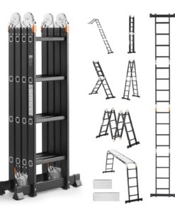 VEVOR 7-in-1 Multi-Purpose Aluminum Folding Ladder with Scaffolding Plank