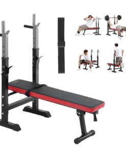 VEVOR Multi-Function Adjustable Foldable Weight Bench with Squat Rack and Pull-Up Handles for Home Gym