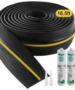 VEVOR Universal Garage Door Threshold Seal Strip 5m (16.5 FT) Waterproof PVC with Yellow Safety Tip