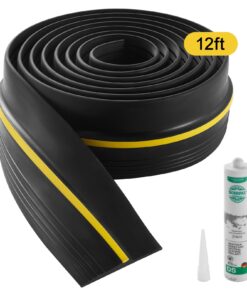 VEVOR Universal Garage Door Threshold Seal Strip 3.66m (12ft) Waterproof PVC with Safety Yellow Tip