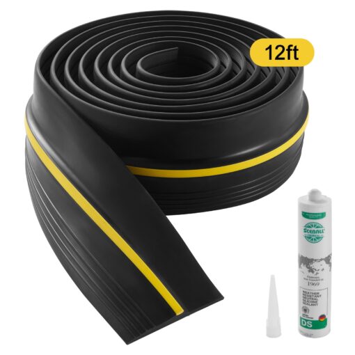 VEVOR Universal Garage Door Threshold Seal Strip 366m 12ft Waterproof PVC with Safety Yellow Tip