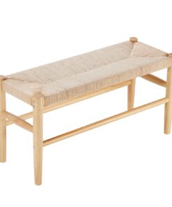 VEVOR Handwoven Rattan Bench with Solid Wood and Steel Frame