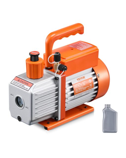 VEVOR 35 CFM Single Stage Rotary Vane Vacuum Pump for HVAC with 260 ml Oil Capacity Includes 330 ml Oil