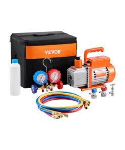 VEVOR 3.5 CFM (99.1 L/min) HVAC Single Stage Rotary Vane Vacuum Pump and Manifold Gauge Kit