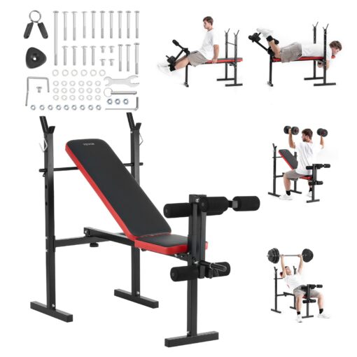 VEVOR Multifunctional Adjustable Foldable Weight Bench with Squat Rack