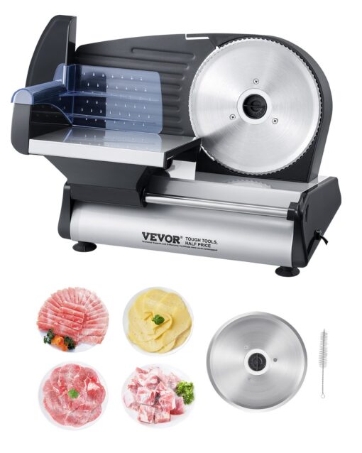 VEVOR 180W Electric Deli Food Slicer with 75 inch 19cm Stainless Steel Blades for Meat