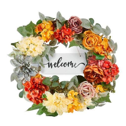 VEVOR 61 cm 24 in Artificial Silk Hydrangea and Rose Wreath for All Season Decor