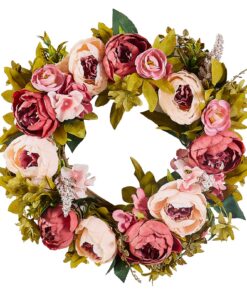 VEVOR 48 cm (19 in) Artificial Pink Peonies and Hydrangeas Wreath