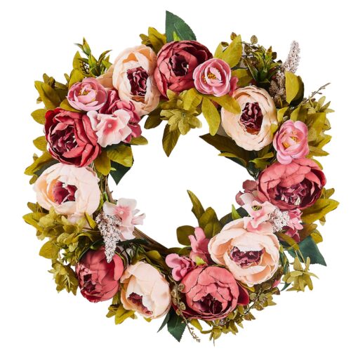 VEVOR 48 cm 19 in Artificial Pink Peonies and Hydrangeas Wreath