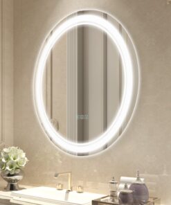 VEVOR LED Bathroom Mirror - 3 Color Anti-Fog Round Vanity Mirror with Frontlit and Backlit Illumination