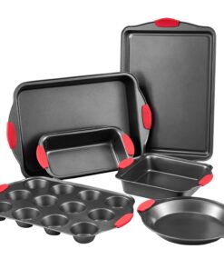 VEVOR 6-Piece Nonstick Carbon Steel Baking Pan Set with Silicone Handles - Heat Resistant to 232°C (450°F)