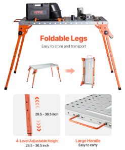 112 cm x 53 cm (44" x 21") Foldable Workbench with Adjustable Height 75 cm to 93 cm (29.5" to 36.5")