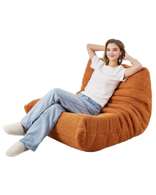 VEVOR L Shaped Memory Foam Bean Bag Chair with Soft Teddy Fleece