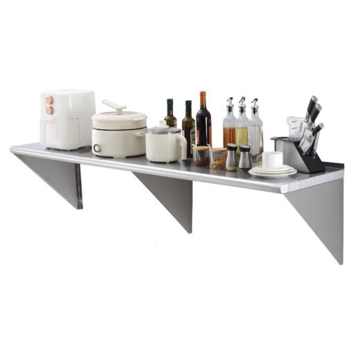 VEVOR Stainless Steel Wall Mounted Shelf 183cm x 46cm for Kitchen and Restaurant