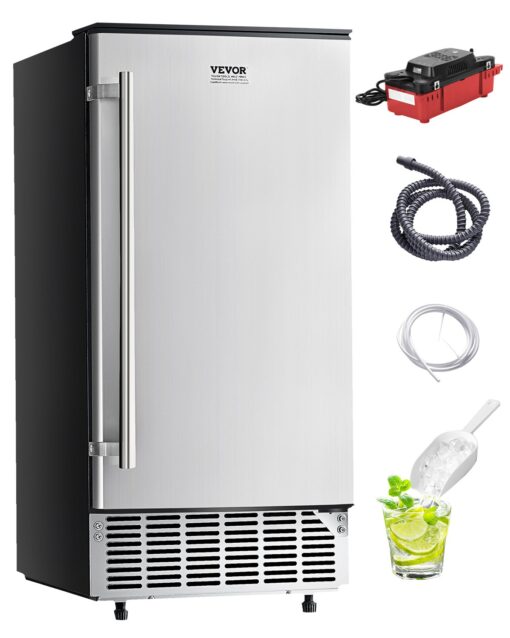 VEVOR 363 kg 80 lbs Undercounter Built in Ice Maker with 118 kg 26 lbs Storage Drain Pump