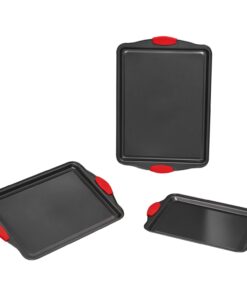 VEVOR 3-Piece Nonstick Carbon Steel Baking Pan Set with Silicone Handles