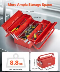 2-Tier 3-Tray Folding Tool Box with Dual Handles